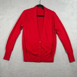 MODA INTERNATIONAL Silk Cashmere Cardigan Sweater‎ Red Women's L Quiet Luxury